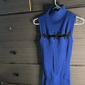Ronny Kobo Collection Royal Blue Ribbed Mini Dress